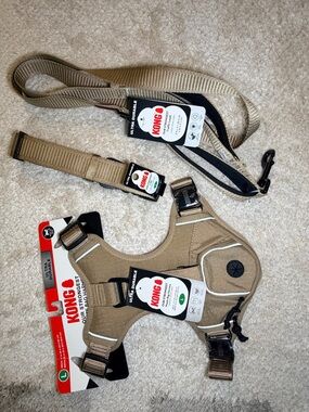 KONG Ultra Durable Dog Harness, Collar & Leash Set - Tan